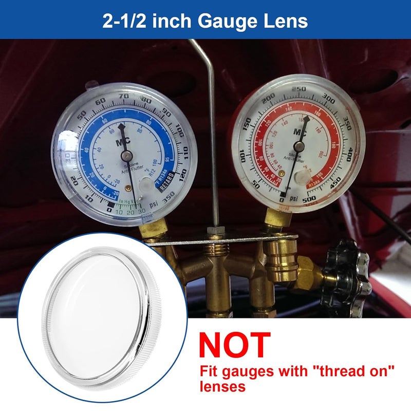 HEBRAR 2-1/2" Pressure Gauge Replacement Cover,1/4 Turn Twist Lock Regulator Replacement Lens, Clarity Replacement Regulator Gauge Cover Compatible with Yellow Jacket Gauge Cover, Most 2-1/2" Gauges 4 Lens - Image 5